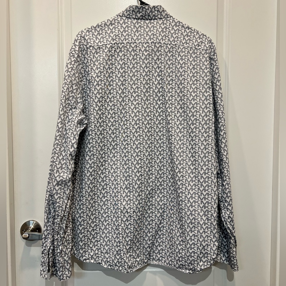 Michael Kors MK Monogram Logo All Over Print Button Up Shirt - Picture 4 of 7